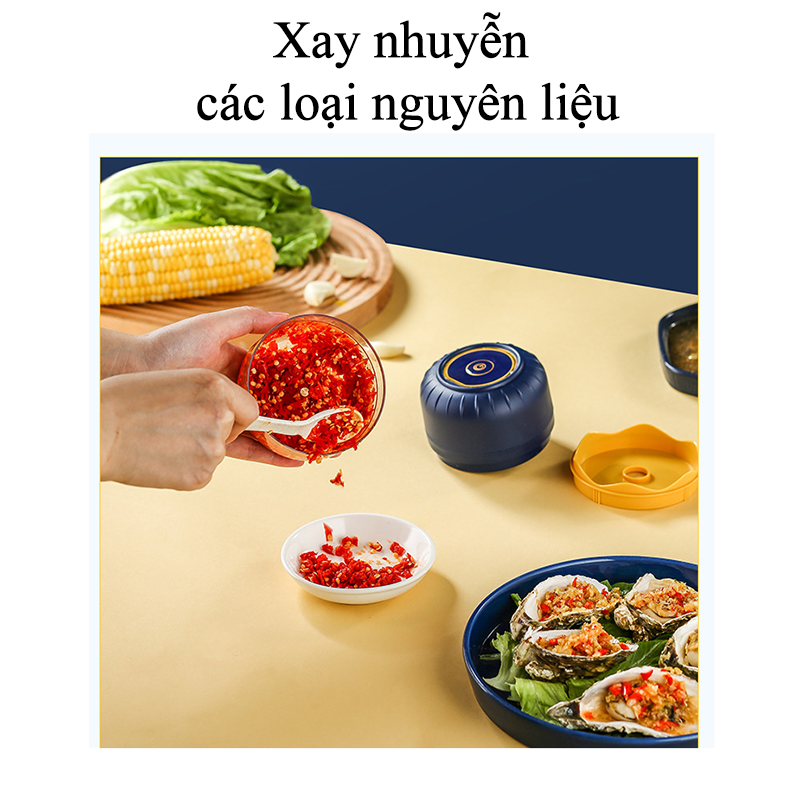 Máy Xay Tỏi Ớt Cầm Tay Mini Tiện Lợi Wineless Dễ Dàng Tháo Lắp Vệ Sinh Bằng Tay Máy Xay Thịt Đa Năng Sạc USB Tiện Lợi Xay Các Loại Gia Vị Thịt Cá Tự Động Ngắt Khi Mở Nắp