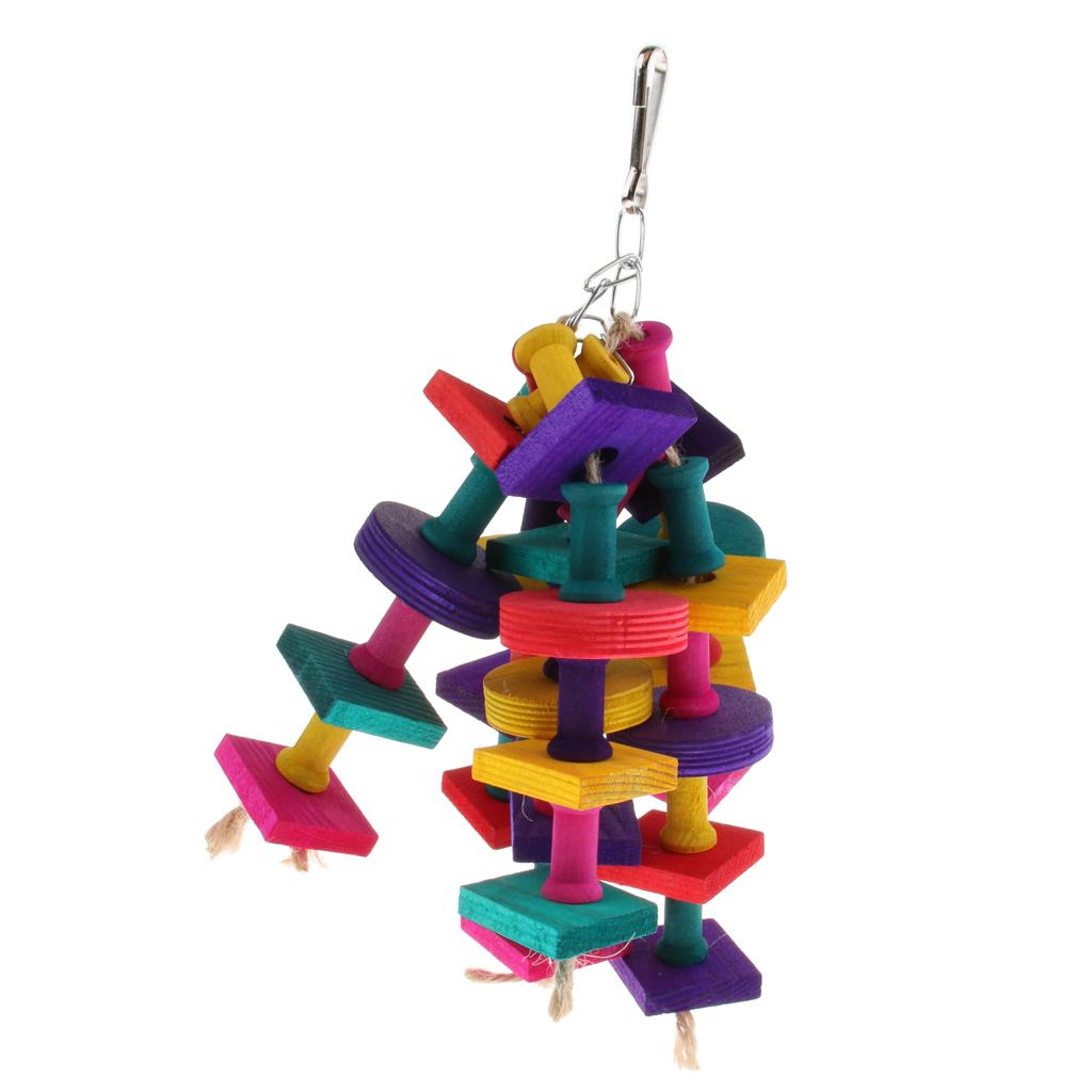 Pet Cage Hanging Toy Natural Wooden Chew Toy for Bird Parrot Hamster Rabbit