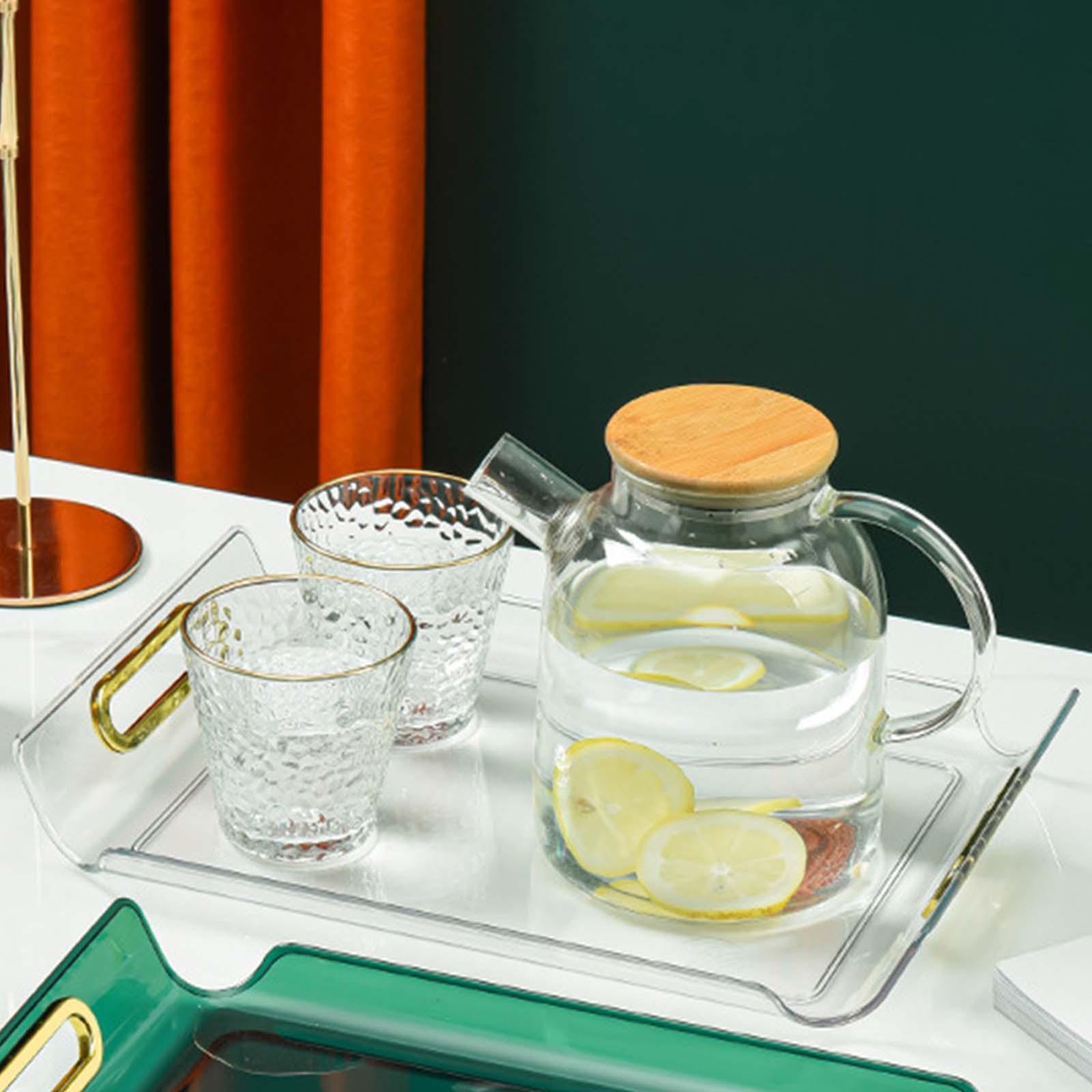 Portable Vanity Tray with Handle Makeup Organizer Decorative Tray for Dresser Kitchen Countertop Home Cabinet Decoration