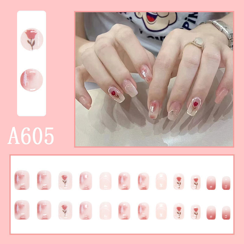 A605-Hộp NAIL BOX 24 móng họa tiết nhiều màu sắc thời trang