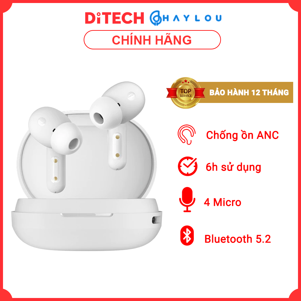 Tai nghe Bluetooth True Wireless HAYLOU MoriPods ANC - Hàng Chính Hãng - Trắng