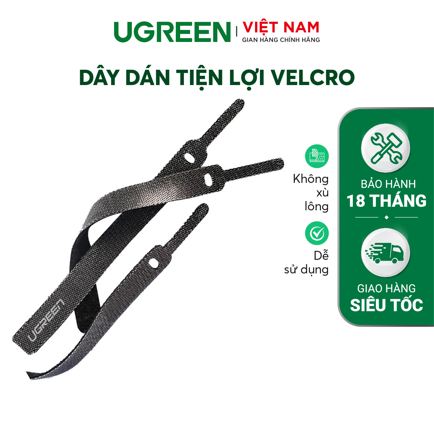 Dây dán tiên lợi Velcro làm gọn dây sạc, dây tai nghe,... UGREEN 50370- Hàng chính hãng