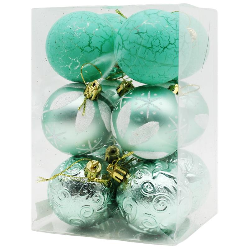 Hộp 12 Trái Châu Trang Trí Giáng Sinh - 6ADBCL12-H5B - Màu Xanh Mint