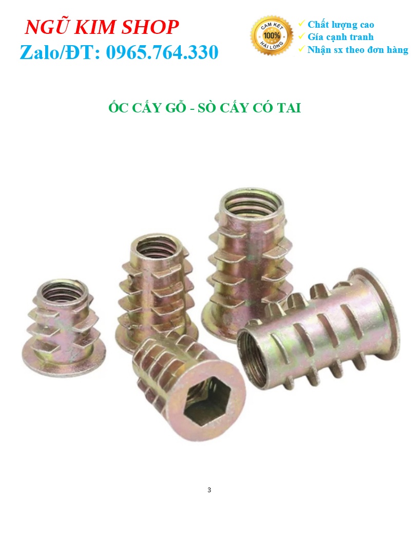 ỐC CẤY GỖ _ SÒ CẤY CÓ TAI M4, M5, M6, M8