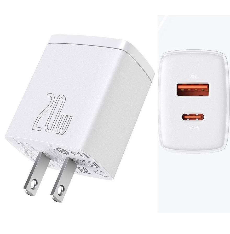 Hình ảnh [USB+Type-C] Cốc sạc 20W 2 cổng C+U Baseus Compact CCCP20UC - Hàng chính hãng