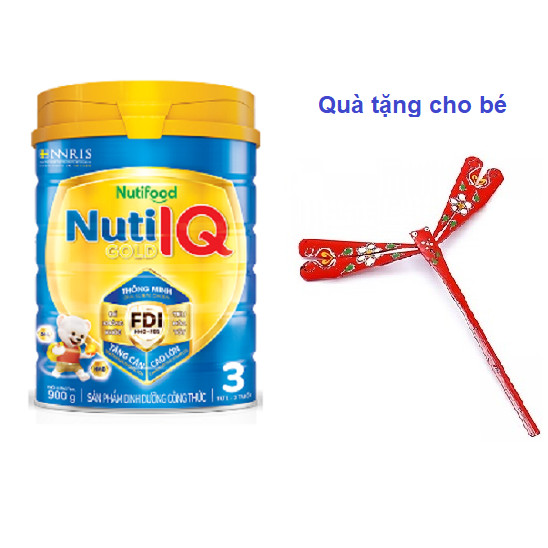 Sữa bột Nutifood IQ Gold FDI Step 3 900g dành cho trẻ từ 1-2 tuổi. Tặng kèm chú chuồn chuồn tre dễ thương