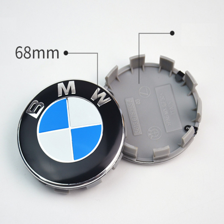 1 chiếc logo chụp mâm, ốp lazang ô tô, xe hơi BMW đường kính 68mm BMW68