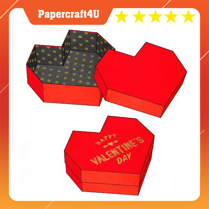 Mô hình giấy 3D Quà tặng Valentine Hộp hoa hồng trái tim