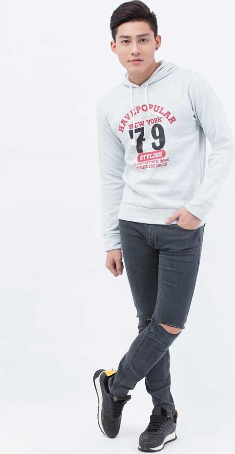 Quần jeans Nam rách gối màu đen QJ105 (Xám chuột )