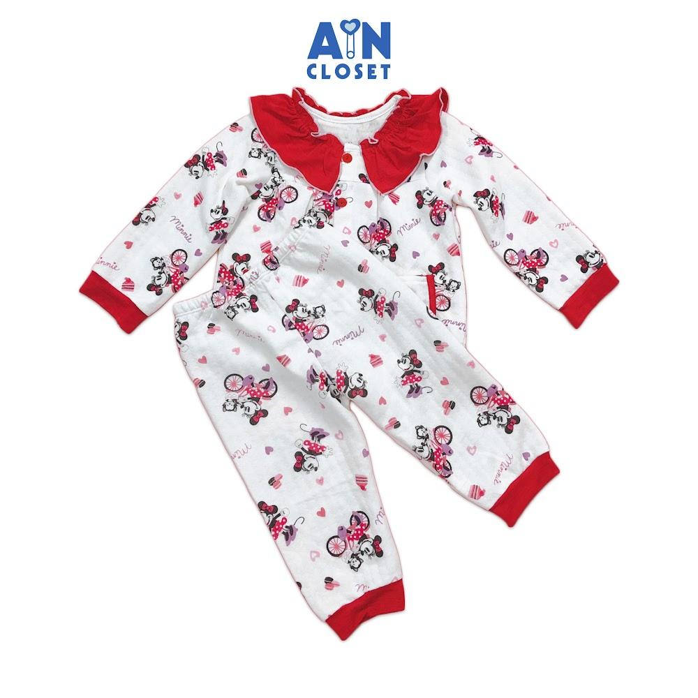 Bộ quần áo dài bé gái Mickey hồng chần bông nhẹ - AICDBG2DRSS7 - AIN Closet