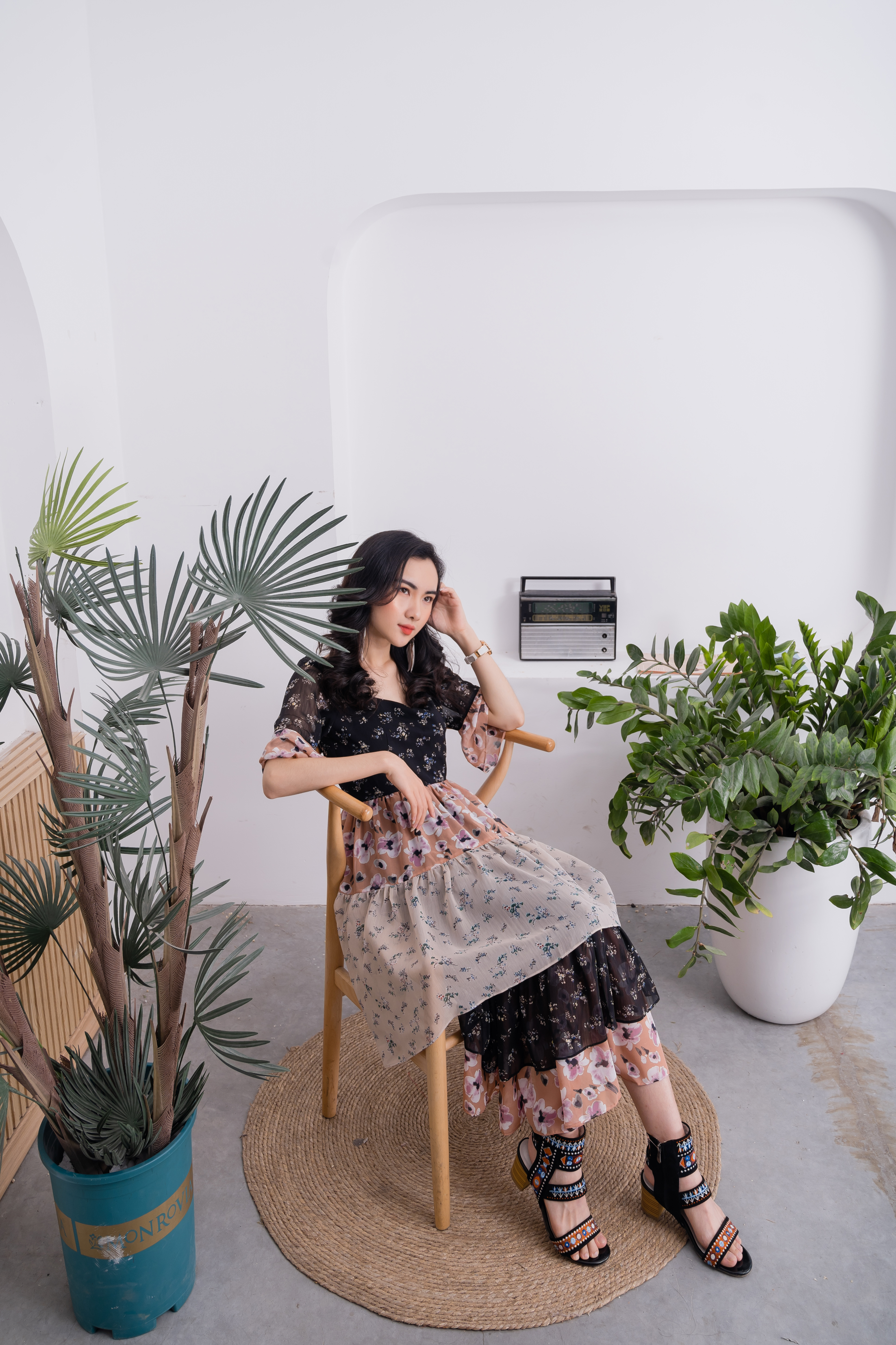 Mix dress - Váy thiết kế phối vải 4 tầng