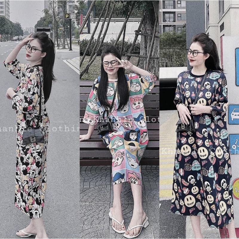 Đầm midi suông hoạt hình dễ thương Quảng Châu