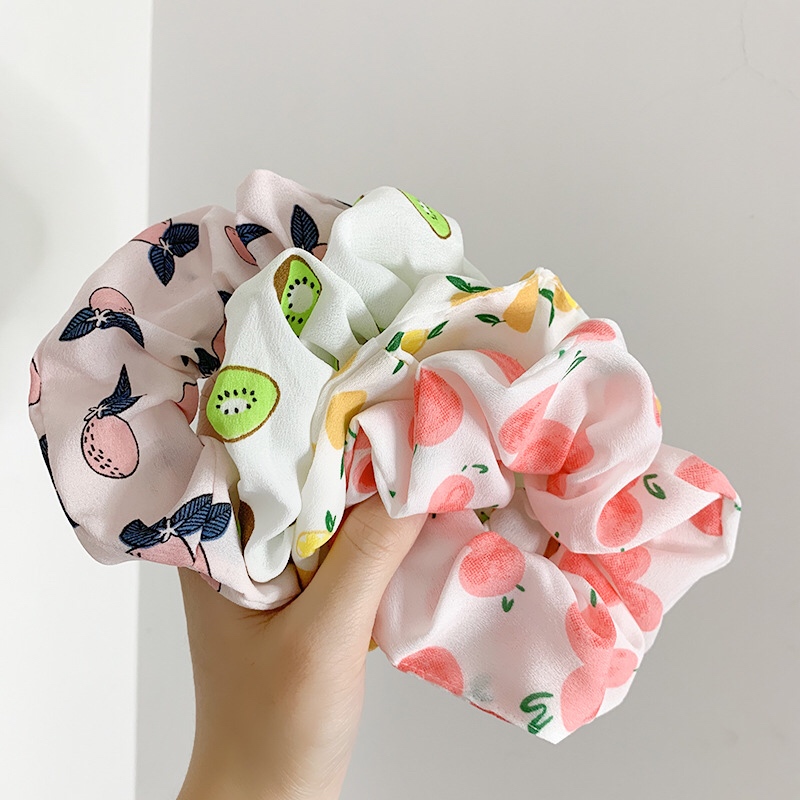 Cột Tóc Vải Scrunchies, Dây Chun Tóc Nữ Scrunchies Họa Tiết Trái Cây Dễ Thương SC13