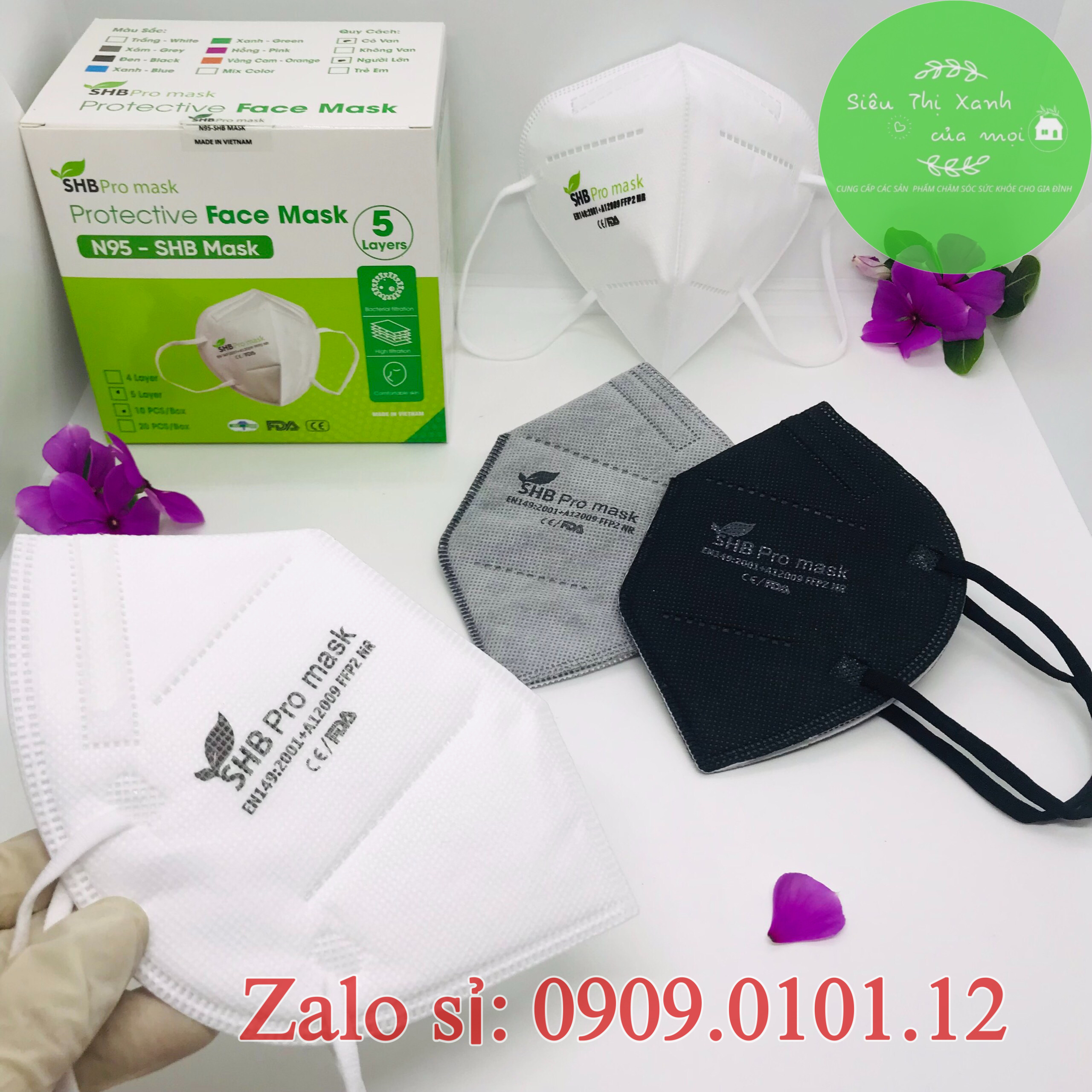 Khẩu trang n95 SHB Pro mask chính hãng, Kn95 cao cấp 5 lớp kháng khuẩn chuẩn FFP2