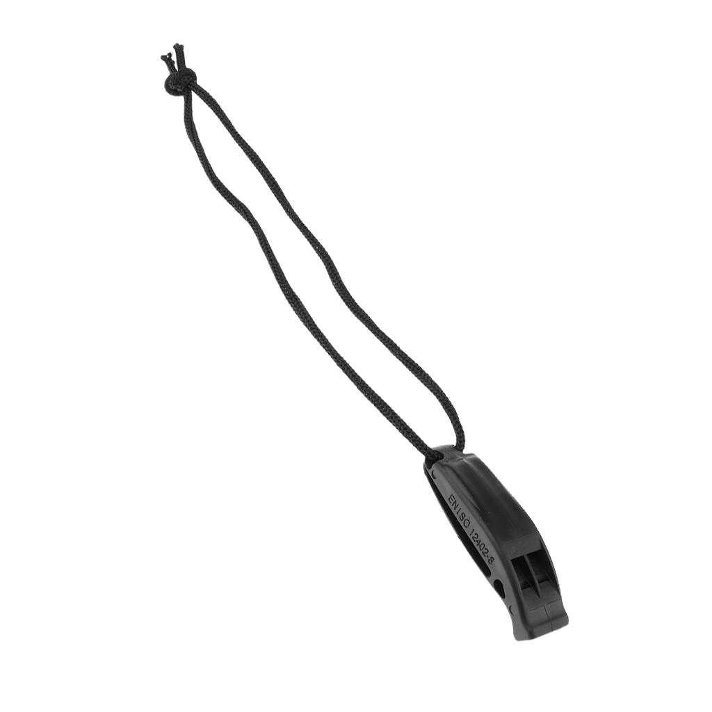 Black Safety Whistle with Lanyard for Outdoor Boating Hiking Emergency Rescue Signaling