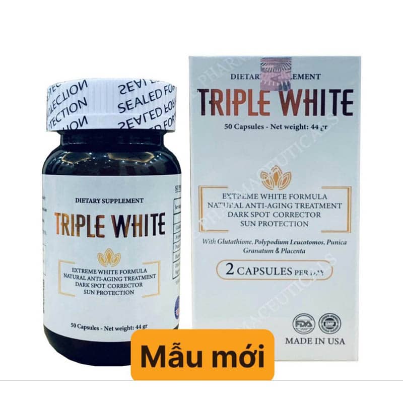 Viên uống trắng da Triple White Glutathione 1200 mg ( Hàng Nhập Khẩu Mỹ )