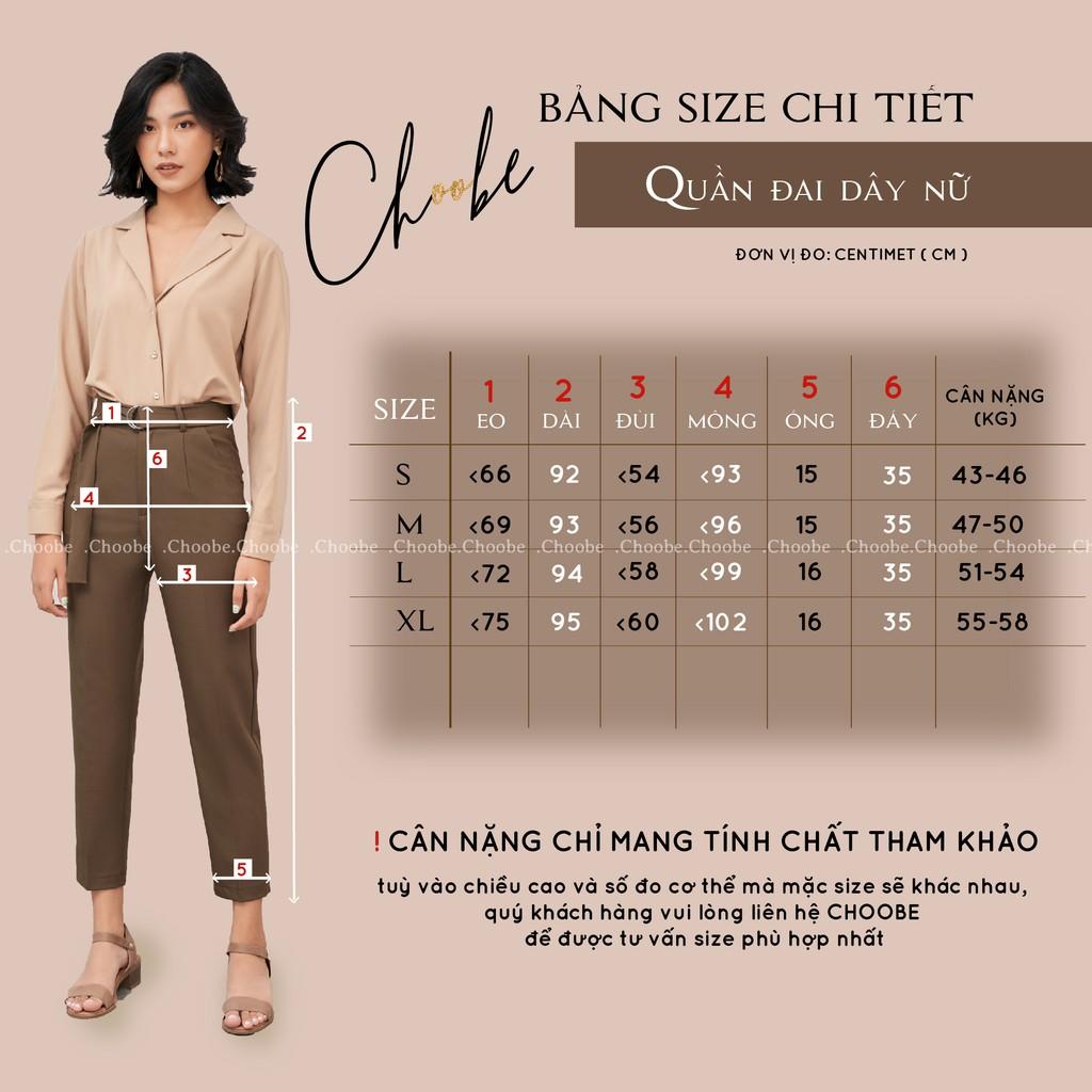 Quần baggy nữ Choobe cạp cao, có đai dây rời, ống đứng, mặc tôn dáng, phong cách thời trang - Q12