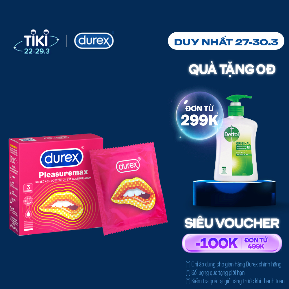 Bao cao su Durex Pleasuremax Hộp 3 Bao