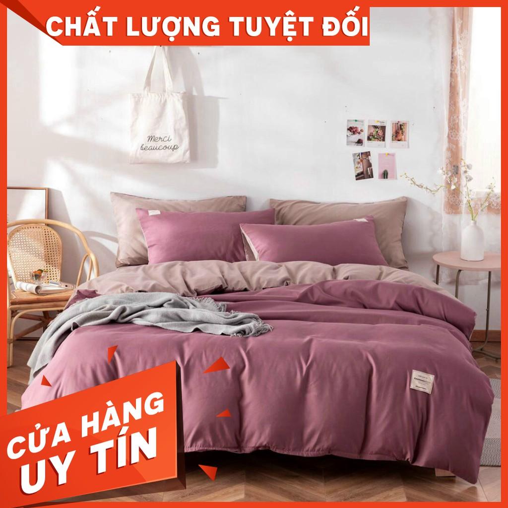 Bộ Chăn Ga Cotton TiCi Màu Hồng Đậm Phối Be Mới Nhất 2020