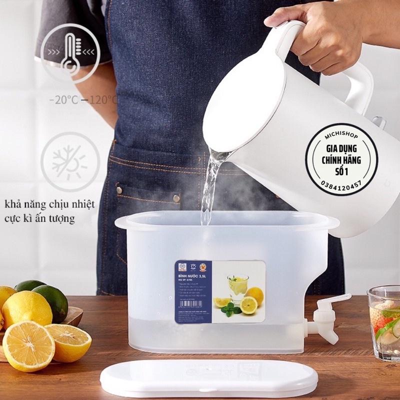 Bình Nước 3.5L Có Vòi Để Tủ Lạnh Cao Cấp, Đựng Nước Trà, Trái Cây Tiện Lợi Đa Năng Ngăn Nắp nhựa Việt Nhật