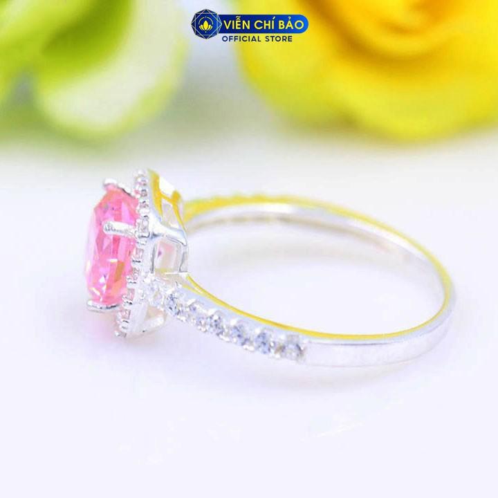 Nhẫn bạc nữ đính đá hồng chất liệu bạc 925 thời trang phụ kiện trang sức nữ thương hiệu Viễn Chí Bảo N400010