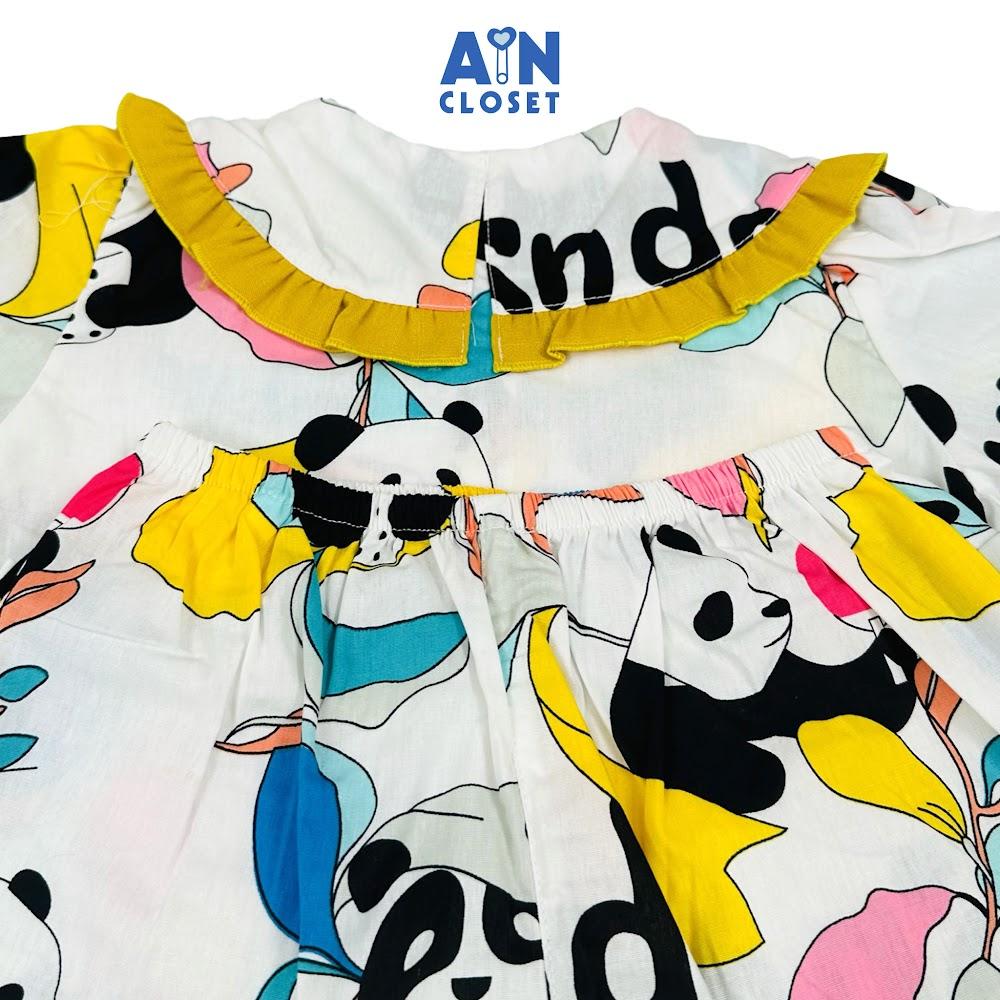 Bộ quần áo Ngắn bé gái hoạ tiết Gấu Trúc Vàng Cotton - AICDBGY6G2AU - AIN Closet