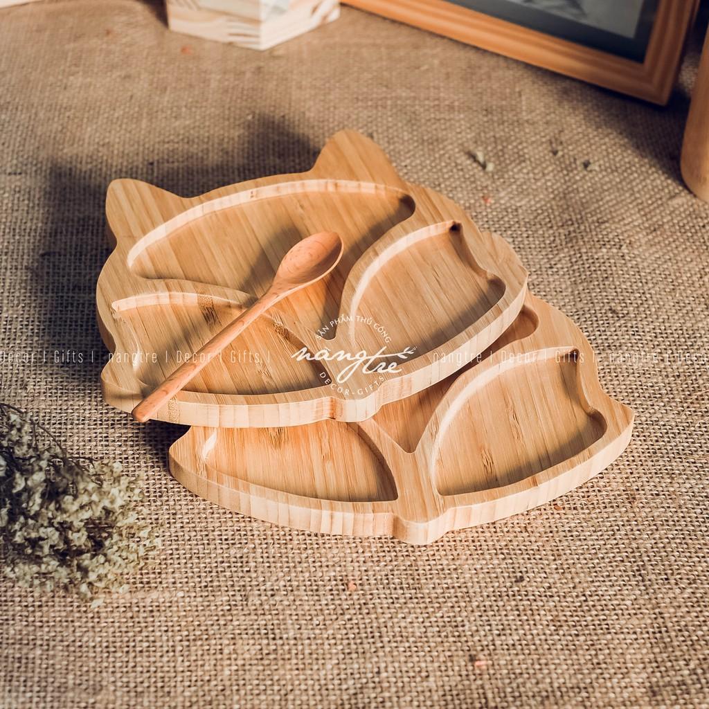 Khay gỗ tre hình con cáo - Khay gỗ tre ăn dặm - Bamboo wooden tray