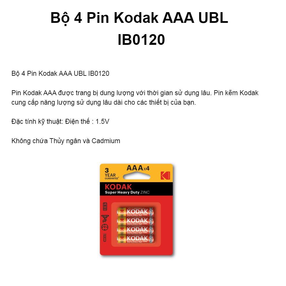 Bộ 4 Pin tiểu Kodak Alkaline AAA điện thế 1.5V Uncle Bills IB0120 