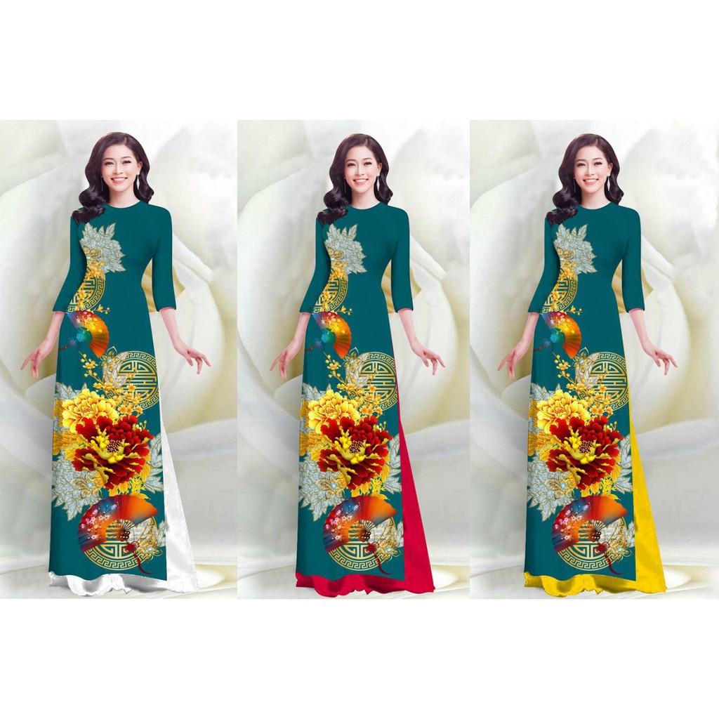 Áo Dài Họa Tiết In 4D Duyên Dáng - QA0104