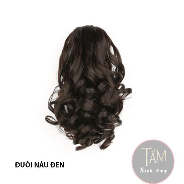 Tóc giả - đuôi xoăn lọn nâu đen 25cm