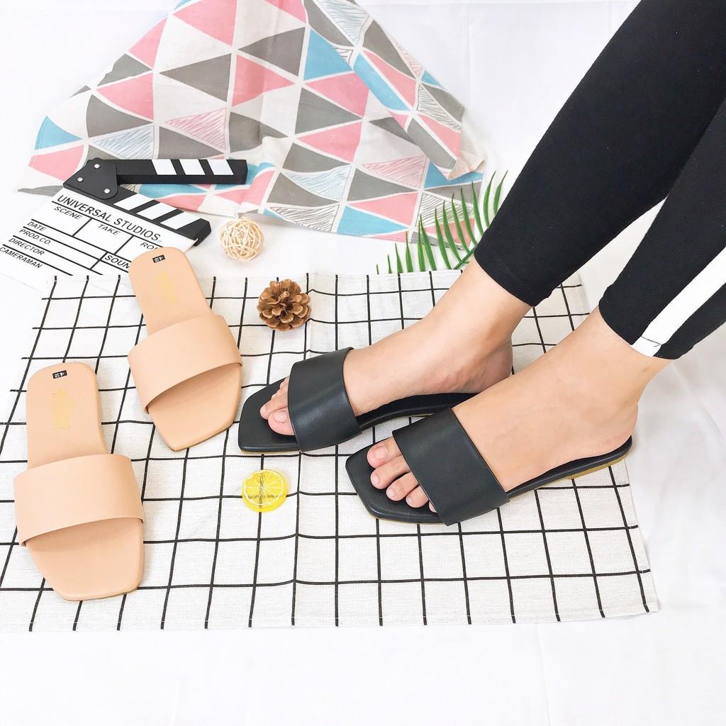 Dép nữ cỡ lớn quai ngang thời trang đế bằng Depvashock MS 111