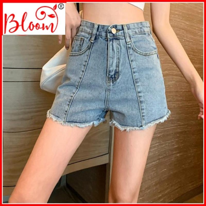 Quần short jean nữ lưng cao YUKIBLOOM Quần short jean nữ Cao Cấp QSJ01