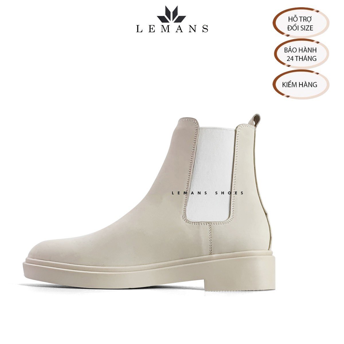 Giày da bò Lộn NuBuck Chelsea Boots Tan LEMANS đế tan hạt kim cương tăng cao 4cm khuôn độc quyền BH 24 tháng