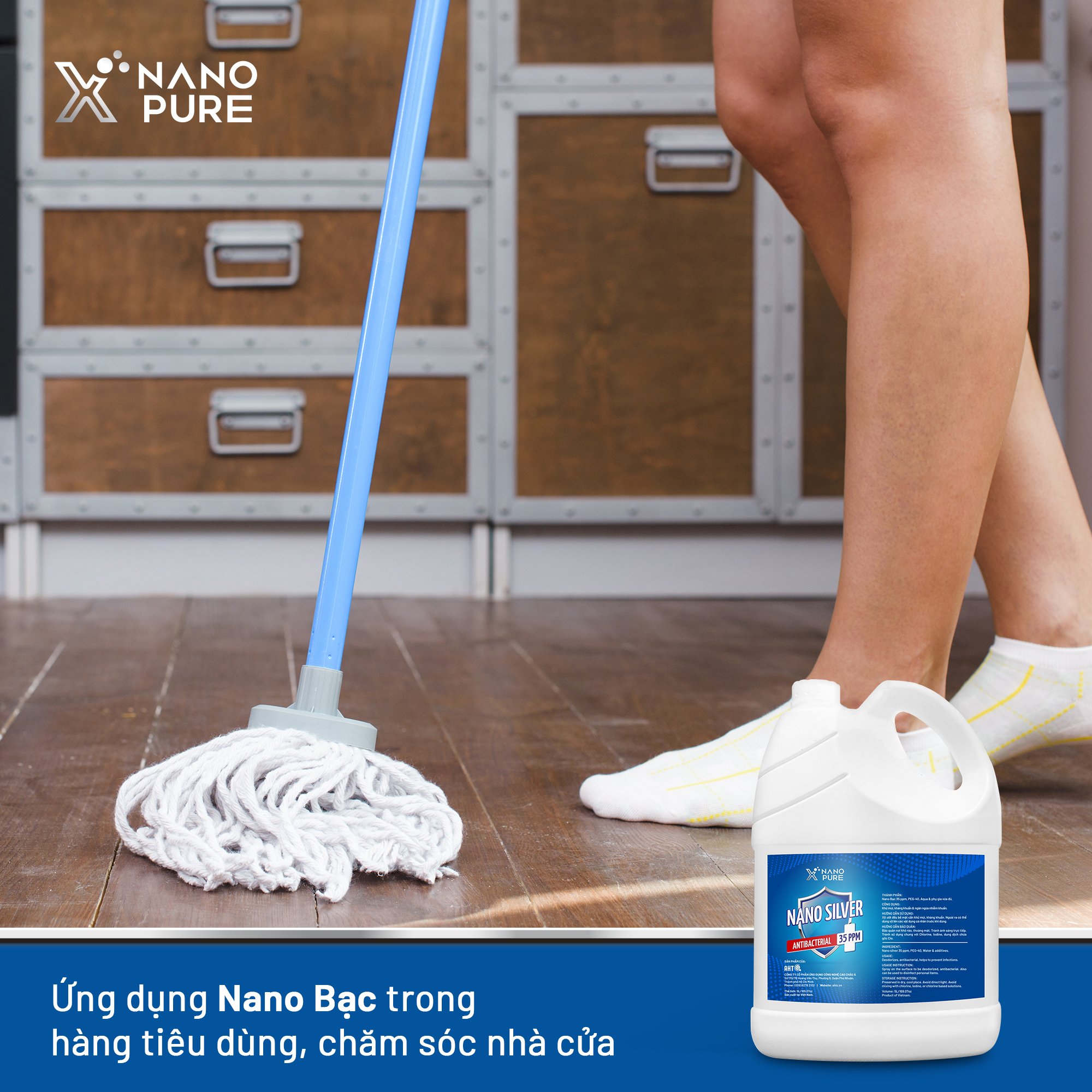 Dung Dịch Nano Xpure Nano Silver (Bạc) Antibacterial 35ppm 1L - Khử Mùi, Kháng Khuẩn, Làm Sạch Không Gian, Dụng Cụ Và Nội Thất