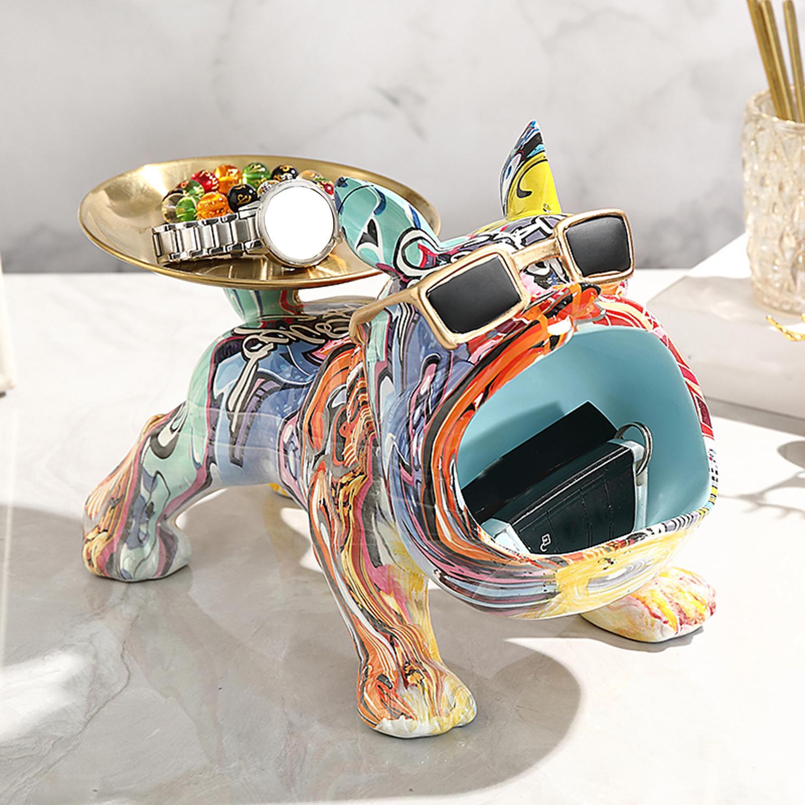 Resin Dog Statue Figurine Entrance Bedroom Living Room Storage Box Sculpture