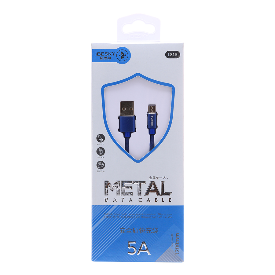 Dây Cáp Sạc MicroUSB iBesky 1m (LS15) (Xanh) - Hàng Nhập Khẩu