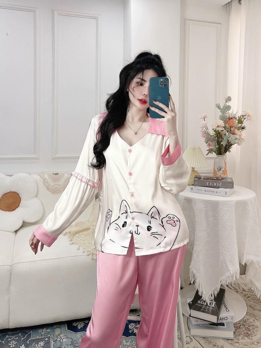 Bộ Pyjama Thiết Kế Tay Bồng Mẫu Tiểu Thư Xinh Xắn