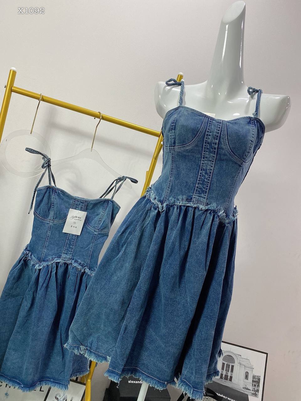 ĐẦM 2 DÂY XÒE NGẮN MIDI CỔ U SUÔNG JEANS VÁY XẾP LY TENNIS DENIM TUA RUA ĐI TIỆC ĐI CHƠI DẠO PHỐ ĐI BIỂN