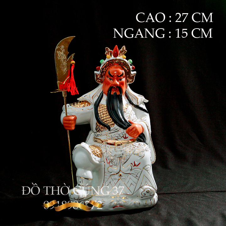 TƯỢNG QUAN CÔNG MEN SỨ ÁO TRẮNG