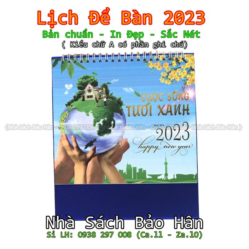 Lịch để bàn 2023 (kiểu chữ A có dải note ghi chú ngày, tuần,) đủ ngày âm dương (mẫu ngẫu nhiên, nowship)