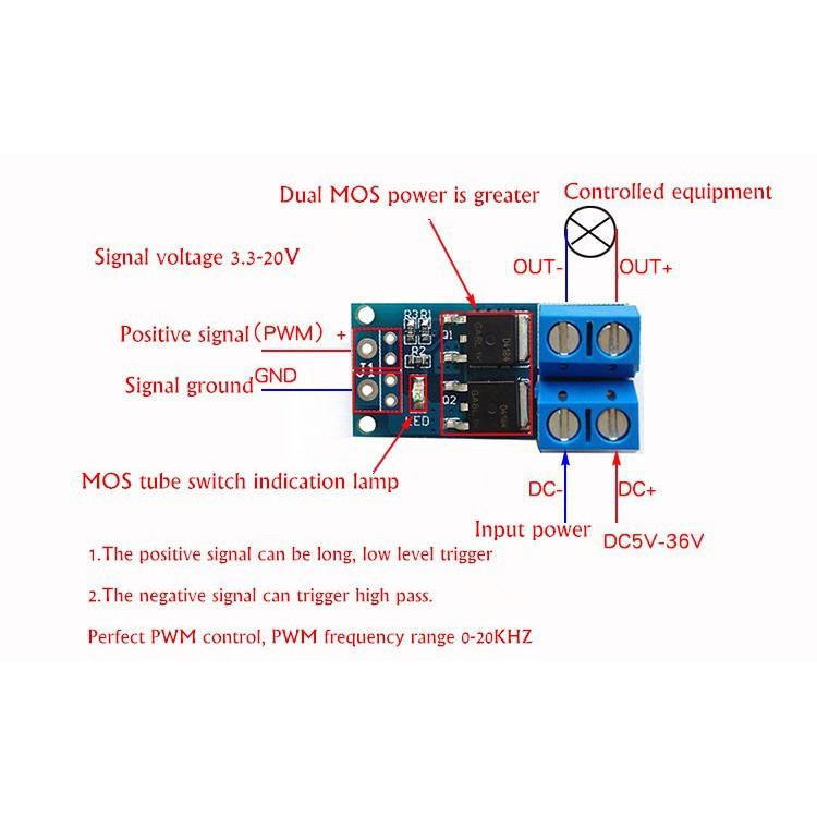 Mạch PWM Mosfet 5-36V 15A 400W XY-MOS