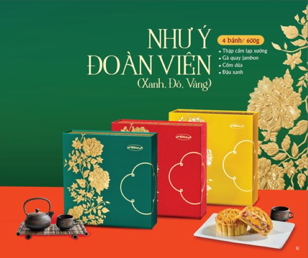 Bánh trung thu cao cấp Như Ý Đoàn Viên đỏ 600g (NYD) 6H/THG -  Bibica