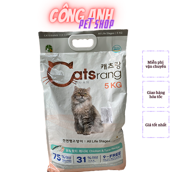 Thức ăn hạt cho mèo catsrang 5kg nhập khẩu từ Hàn Quốc