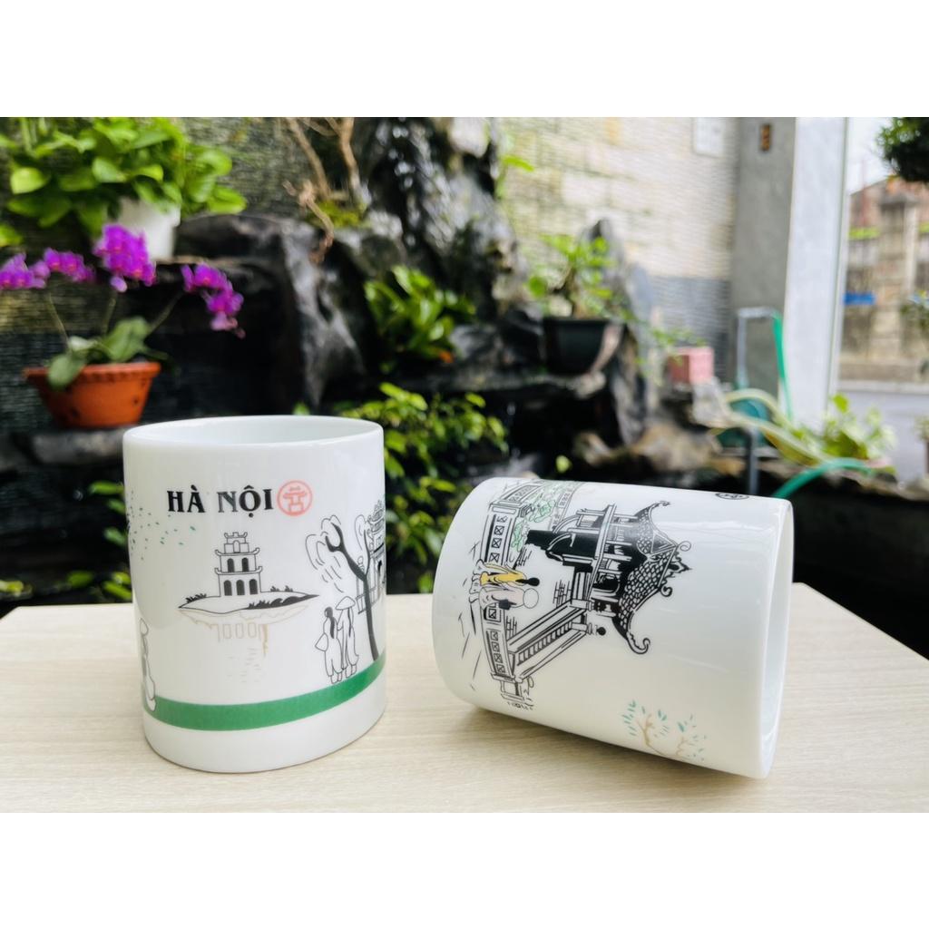 Ly sứ uống nước - Cốc sứ Hà Nội - Cốc bia - Bát Tràng Cao Cấp - Dung tích 350ml