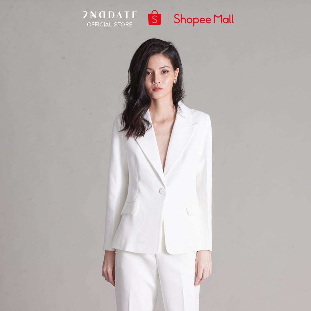 Áo Blazer kiểu 1 cúc màu trắng 2NDDATE BL024W