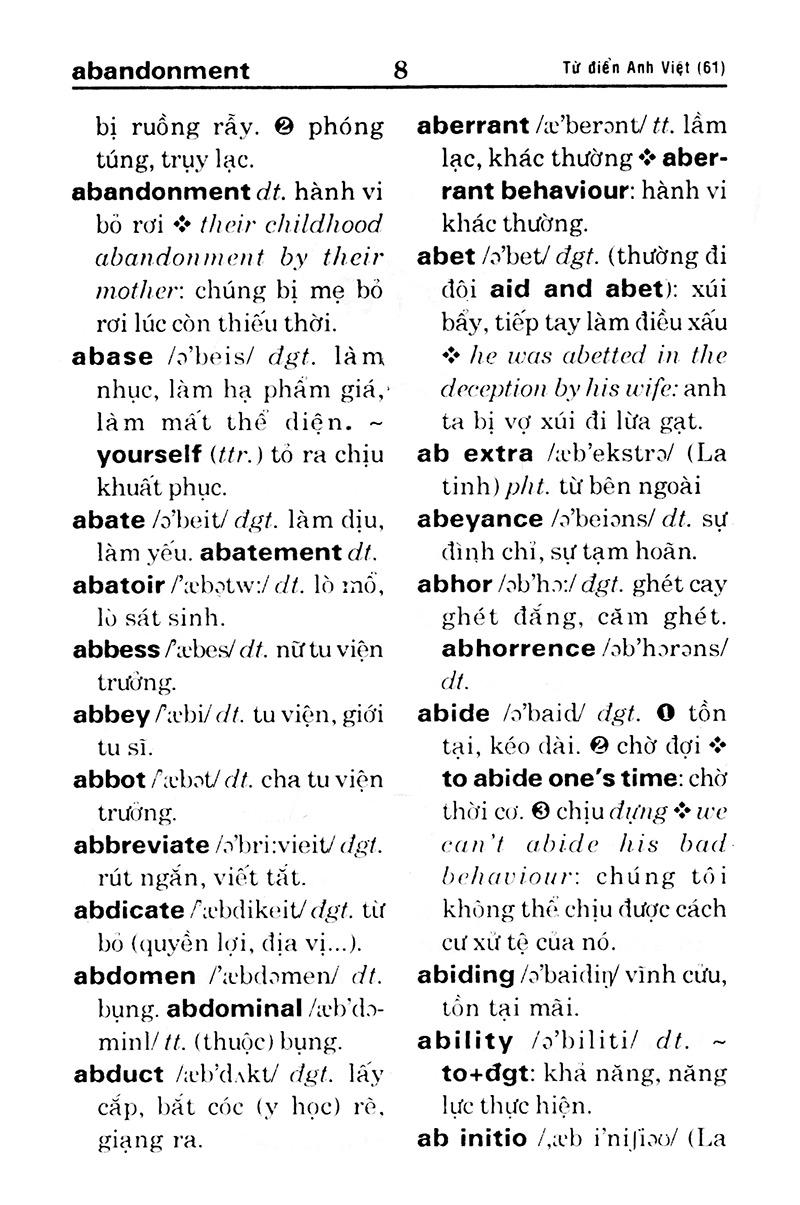 Sách - Từ Điển Anh - Việt (Khoảng 61.000 Từ)