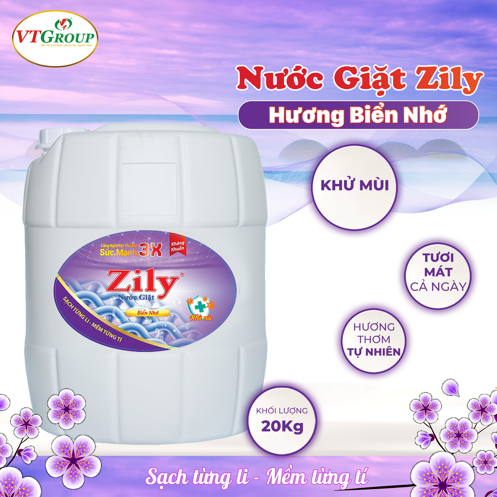 Nước giặt Zily can 20kg (Can) - Tặng 1 can xả vải 5kg biển tình