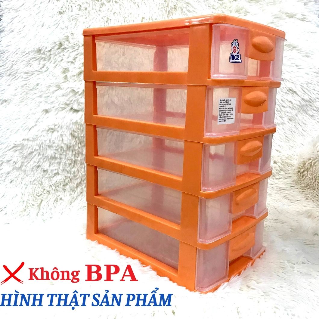 Tủ nhựa đa năng 5 ngăn đựng đồ để bàn tiết kiệm không gian 100% nhựa PP Đại Đồng Tiến an toàn sức khỏe