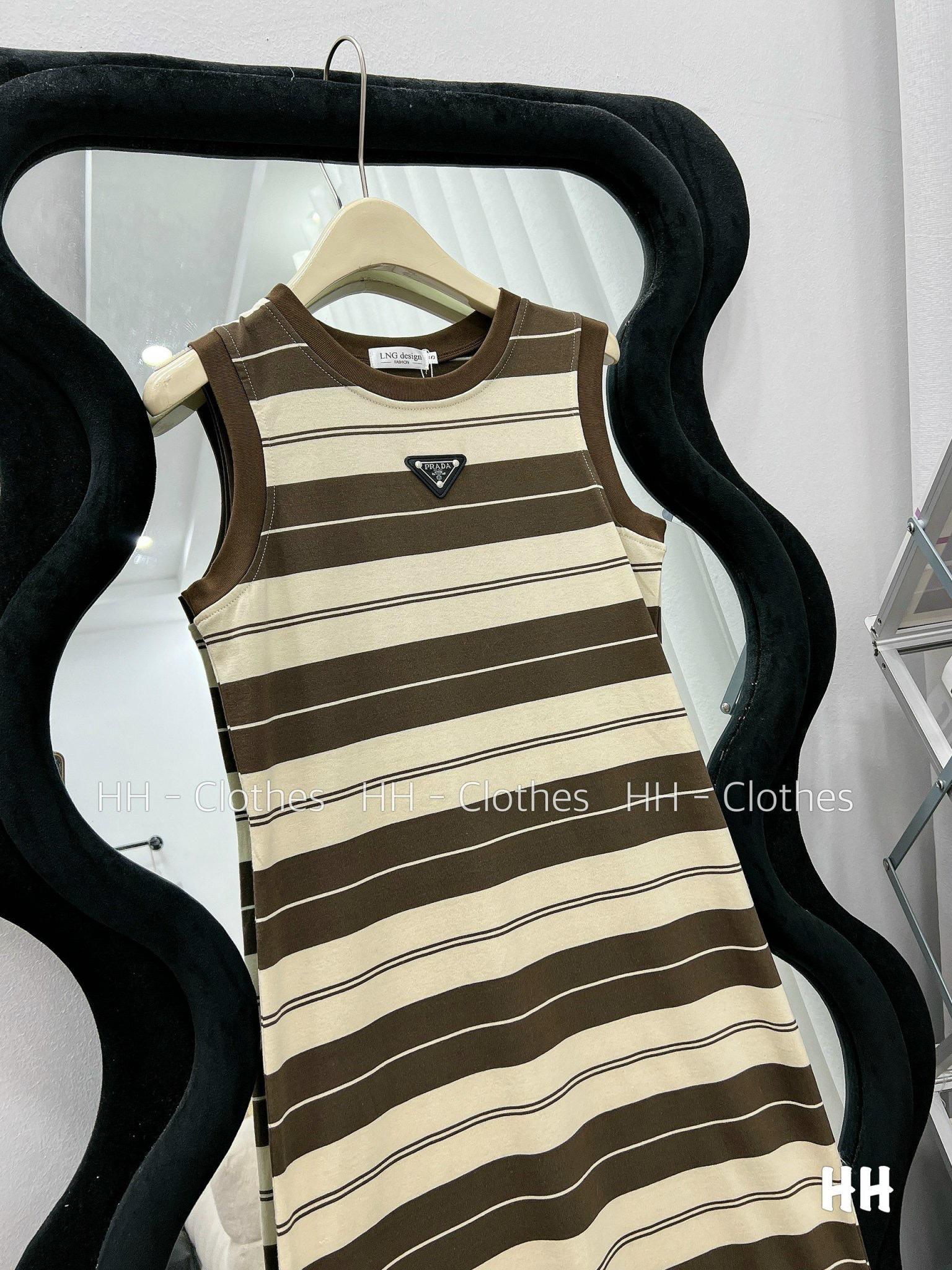 VÁY ĐI CHƠI, VÁY MAXI, VÁY SUÔNG KẺ NÂU XẺ CỰC KUTE