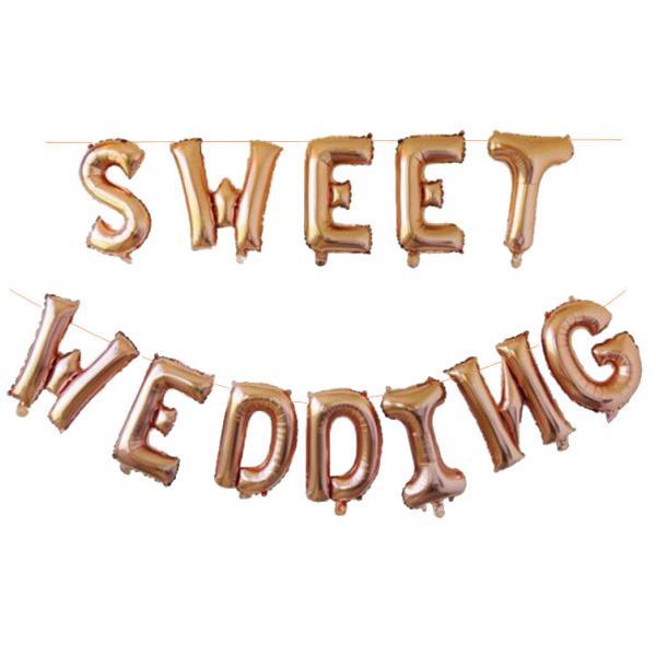 Sweet Wedding Foil Balloon Bunting Banner Wedding Party Decoration Champagne